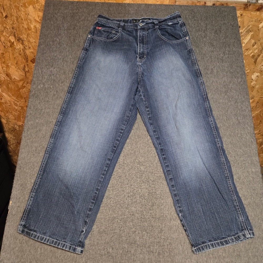 Vintage Y2K Southpole Baggy Jeans Mens 34 Blue Wide Leg Skater Denim Faded